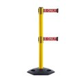 Montour Line Stanchion Dual Belt Barr. Rubber Base Yellow Post 7.5ftR.Auth.Belt MSR630D-YW-AUTHRW-75